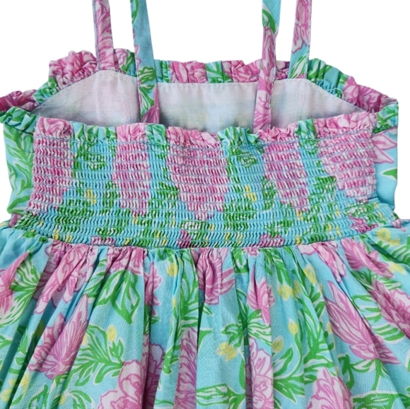 Tommy Bahama Girls Tropical - Hawaiian Linen Dress Pink-Green Sleeveless Size 6 - Picture 9 of 12